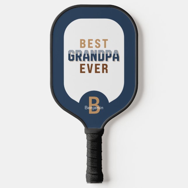 Personalized Monogram Name Best Grandpa Ever Pickleball Paddle (Front)