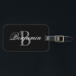 Personalized Monogram Name Black And Grey  Luggage Tag<br><div class="desc">Personalized Monogram Name Black And Grey Luggage Tag</div>