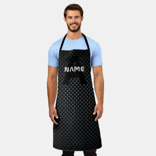 Personalized Monogram Name Black and White Texture Apron