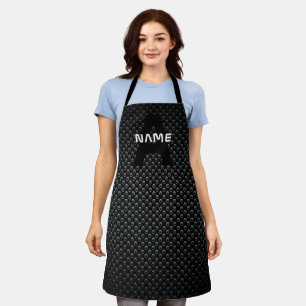 Personalized Monogram Name Black and White Texture Apron