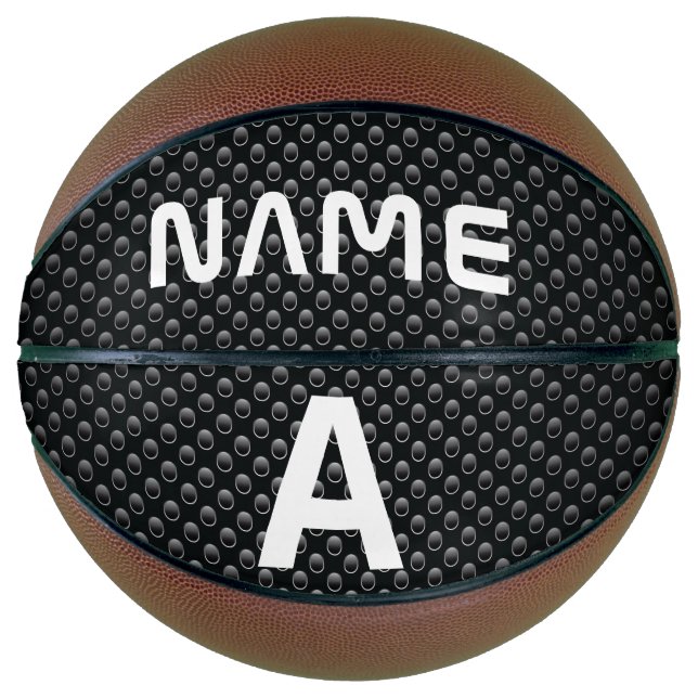 Personalized Monogram Name Black and White Texture Basketball (Front)