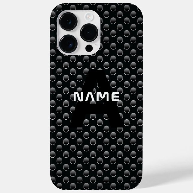 Personalized Monogram Name Black and White Texture Case-Mate iPhone Case (Back)