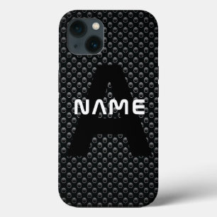 Personalized Monogram Name Black and White Texture iPhone 13 Case