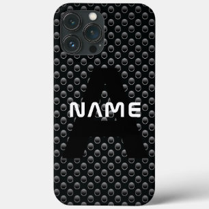 Personalized Monogram Name Black and White Texture iPhone 13 Pro Max Case