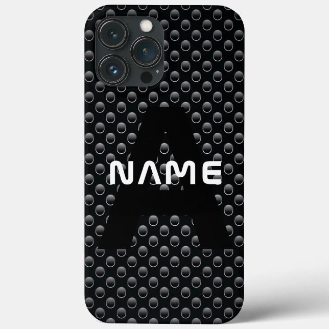 Personalized Monogram Name Black and White Texture Case-Mate iPhone Case (Back)
