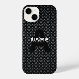 Personalized Monogram Name Black and White Texture iPhone 14 Case