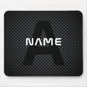 Personalized Monogram Name Black and White Texture Mouse Pad