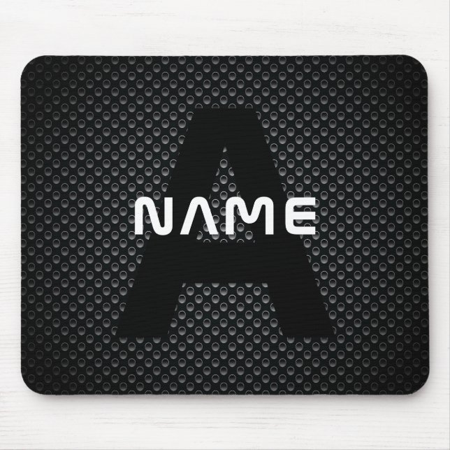 Personalized Monogram Name Black and White Texture Mouse Pad (Front)