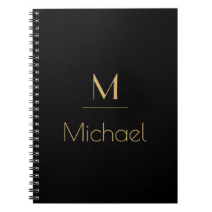 Personalized Monogram   Name Black & Gold  Notebook