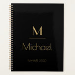 Personalized Monogram | Name Black & Gold  Planner<br><div class="desc">Personalized Monogram Black & Gold Art Deco Font,  The template is set up ready for you to customize with your name and initial,  If you would like to change the colour or style of the font click customize further that the end of the template.</div>