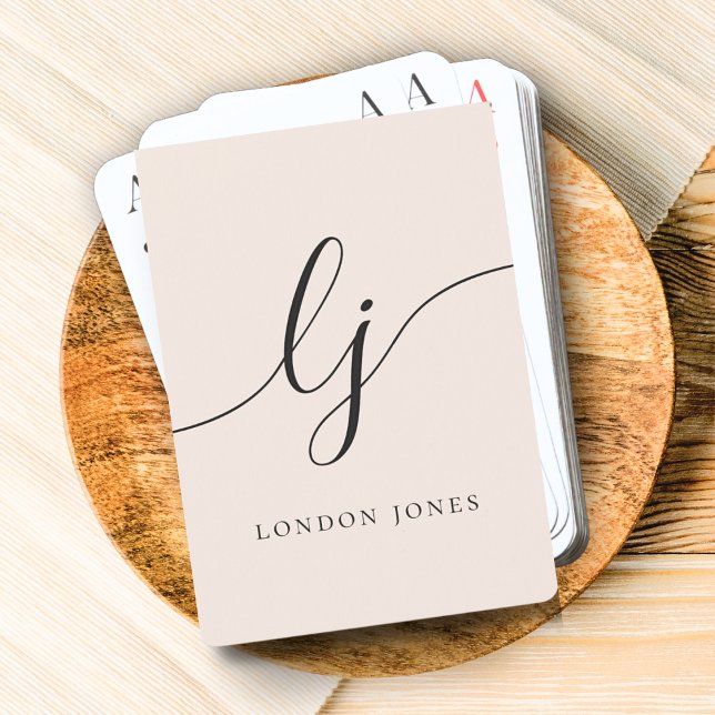 Personalized Monogram Name Calligraphy Script Playing Cards (Creator Uploaded)