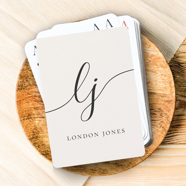 Personalized Monogram Name Calligraphy Script Playing Cards (Creator Uploaded)
