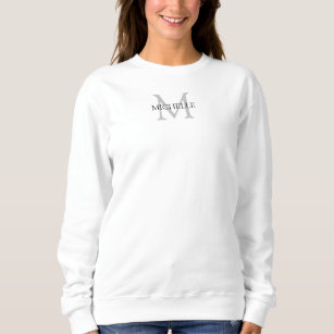 Personalized Monogram Name Clothing Women's White Sweatshirt