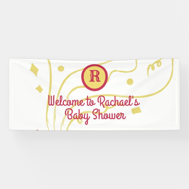 Personalized monogram name confetti baby shower banner (Horizontal)