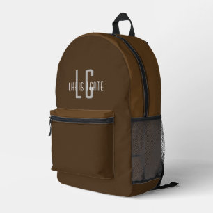 Personalized Monogram Name Elegant Simple Brown Printed Backpack