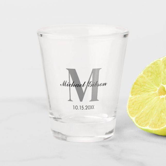 Personalized Monogram & Name for Groomsmen Shot Glass (Front)