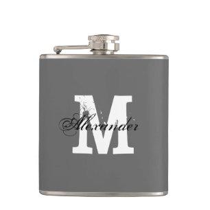 Personalized monogram name initial drink flask