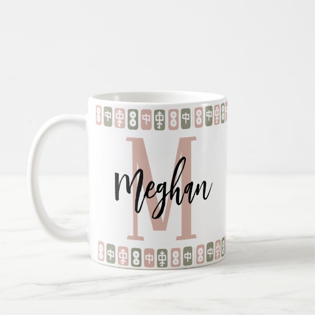 Personalized (Monogram + Name) Mahjong Tiles  Coffee Mug (Left)