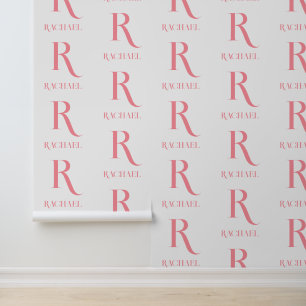Personalized Monogram Name Minimal Stylish Pink Wallpaper
