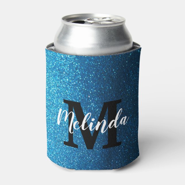Personalized Monogram Name Modern Glitter Party Can Cooler (Can Front)