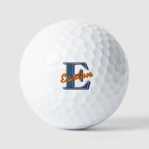 Personalized Monogram Name Navy Blue and Orange Golf Balls