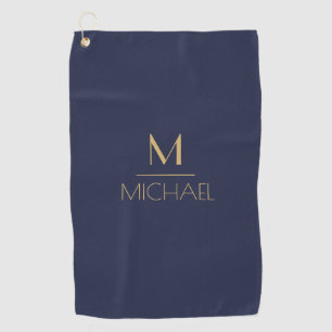 Personalized Monogram Name Navy & Gold Golf Gol Towel