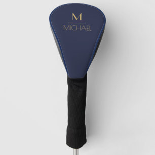 Personalized Monogram   Name Navy & Gold Golf   Head Cover
