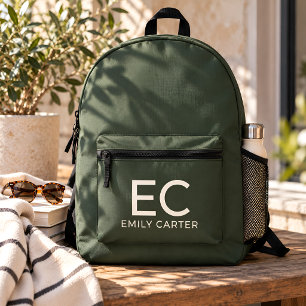 Personalized Monogram Name Olive Green Backpack