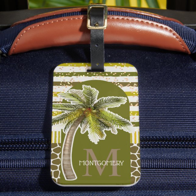 Personalized Monogram Name Palm Tree Luggage Tag (Front Insitu 2)