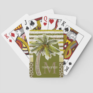 Personalized Monogram Name Palm Tree Playing Cards