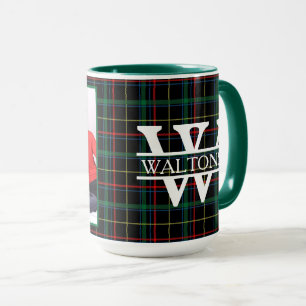 Personalized Monogram, Name, & Photo Dark Plaid Mug