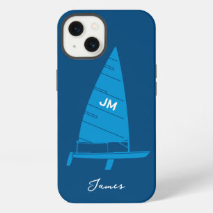 Personalized Monogram Name Sailboat Racing Blue iPhone 13 Case