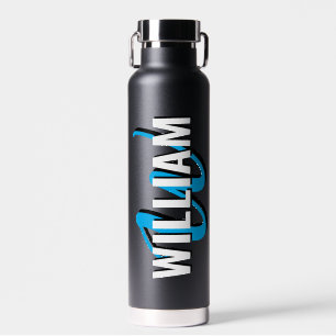 Personalized Monogram Name Script Black Water Bottle