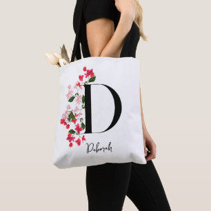 Personalized Monogram Name Tote Bag - Letter D 