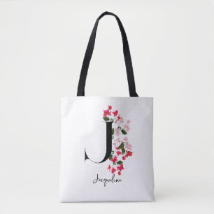 Personalized Monogram Name Tote Bag - Letter J