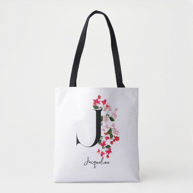 Personalized Monogram Name Tote Bag - Letter J (Front)