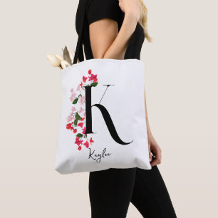 Personalized Monogram Name Tote Bag - Letter K