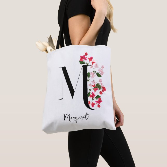 Personalized Monogram Name Tote Bag - Letter M (Close Up)