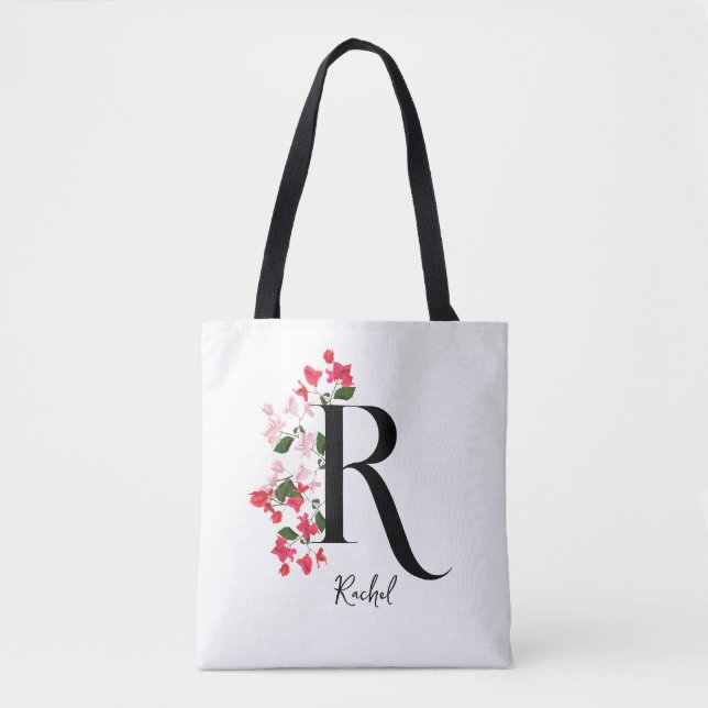 Personalized Monogram Name Tote Bag - Letter R (Front)