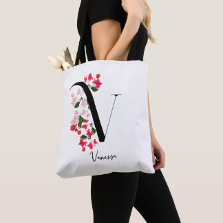 Personalized Monogram Name Tote Bag - Letter V