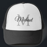 Personalized Monogram Name White And Black Unisex Trucker Hat<br><div class="desc">Personalized Monogram Name White And Black Unisex Baseball Cap Template Unisex Elegant Trendy Trucker Hat.</div>