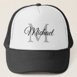 Personalized Monogram Name White And Black Unisex Trucker Hat<br><div class="desc">Personalized Monogram Name White And Black Unisex Baseball Cap Template Unisex Elegant Trendy Trucker Hat.</div>