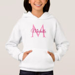 Personalized Monogram Name White And Pink Girls<br><div class="desc">Personalized Monogram Name White And Pink Template Elegant Trendy Girls' Pullover Hoodie.</div>
