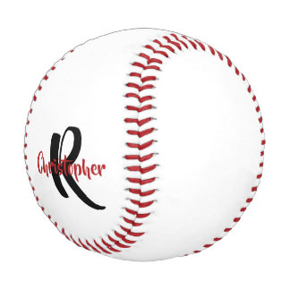 Personalized Monogram Name White Baseball