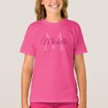 Personalized Monogram Name Wow Pink Girls T-Shirt<br><div class="desc">Personalized Girls Monogram Name Wow Pink Template Elegant Trendy Girls' T-Shirt.</div>