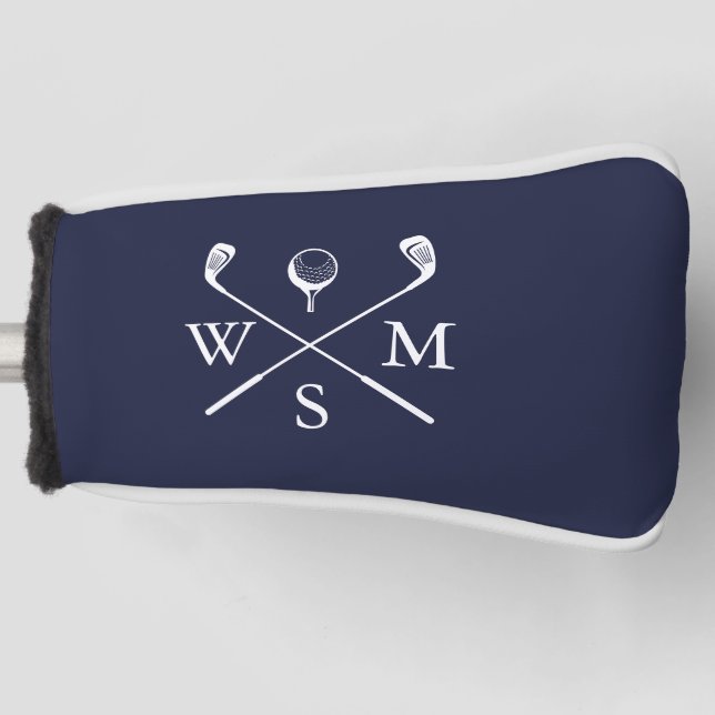 Personalized Monogram Navy Blue Golf Head Cover (Front)