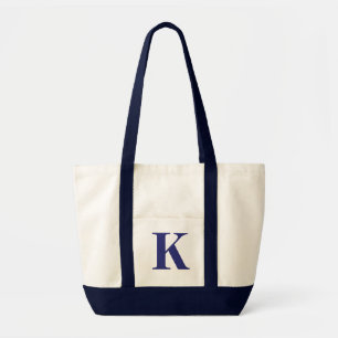 Personalized Monogram NAVY BLUE + NATURAL TOTE