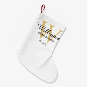 Personalized Monogram Newlywed Gold Small Christmas Stocking