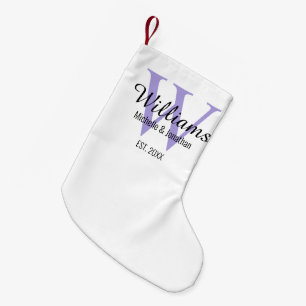 Personalized Monogram Newlywed Lavender Small Christmas Stocking