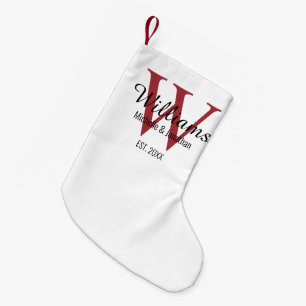 Personalized Monogram Newlywed Red Small Christmas Small Christmas Stocking
